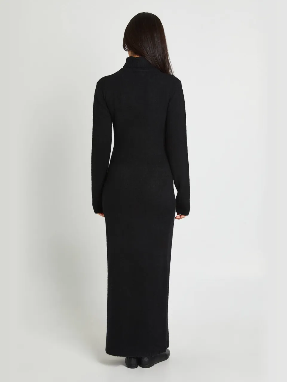 boohoo Dames Coltrui Super Zachte Gebreide Maxi Jurk zwart, foto 3