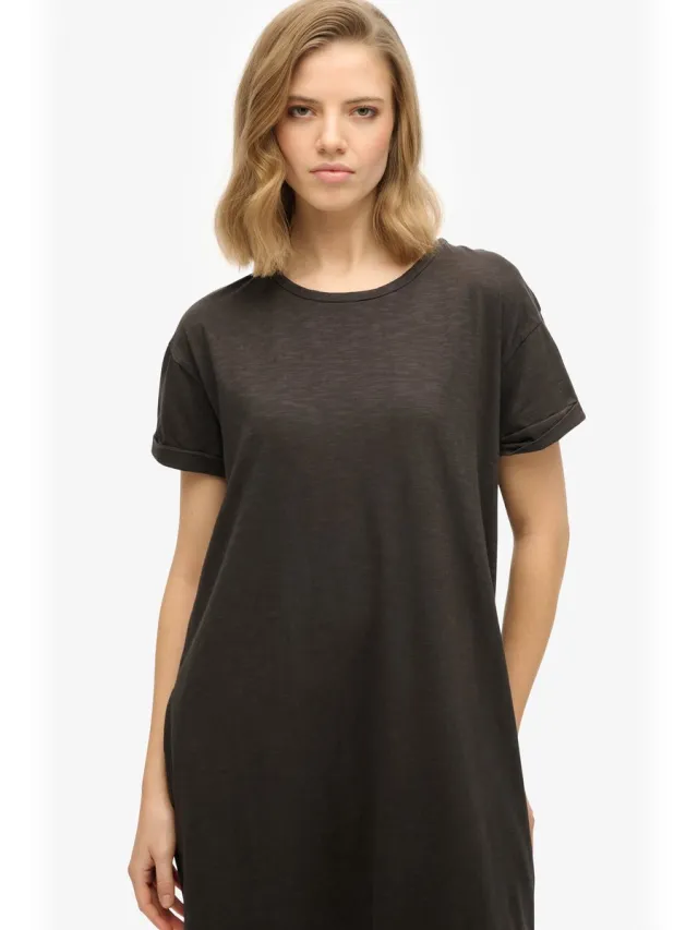 Superdry MIDI T-SHIRT DRESS Dames Jurk black