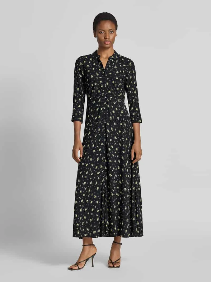 Yas Maxi-jurk van pure viscose model 'Savanna' Zwart