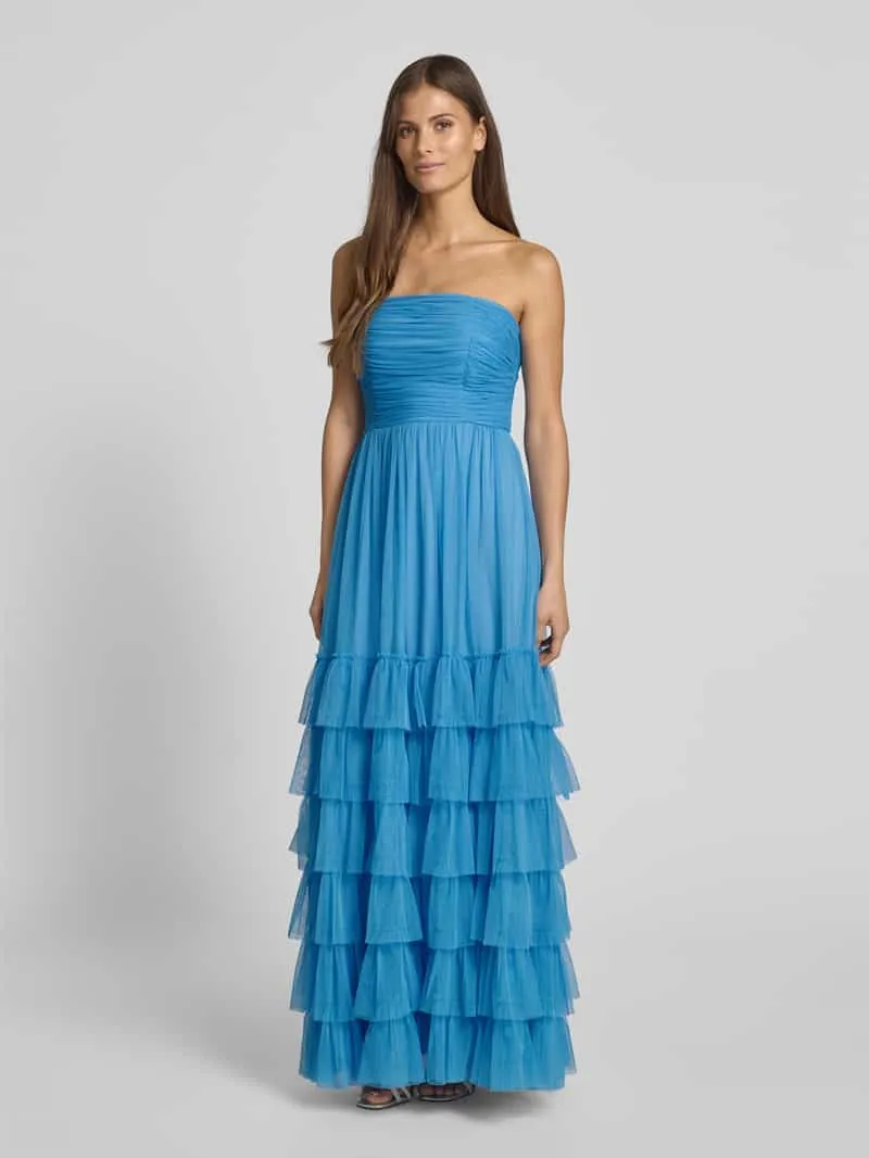 Jake*s Cocktail Maxi-jurk van tule in laagjeslook Jeansblauw