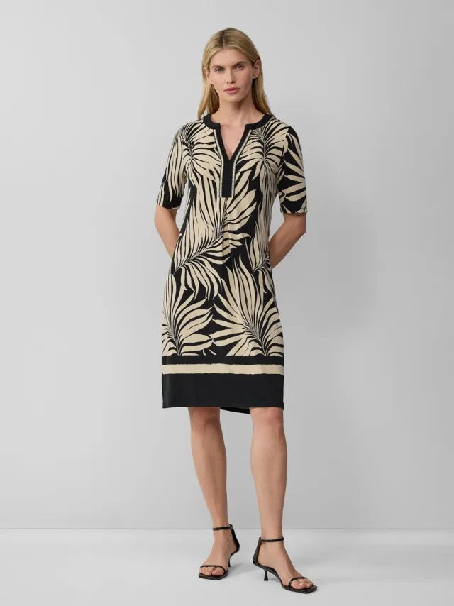 S.Oliver female - Jurk met een relaxed fit, tuniekhals en sierrand zwart