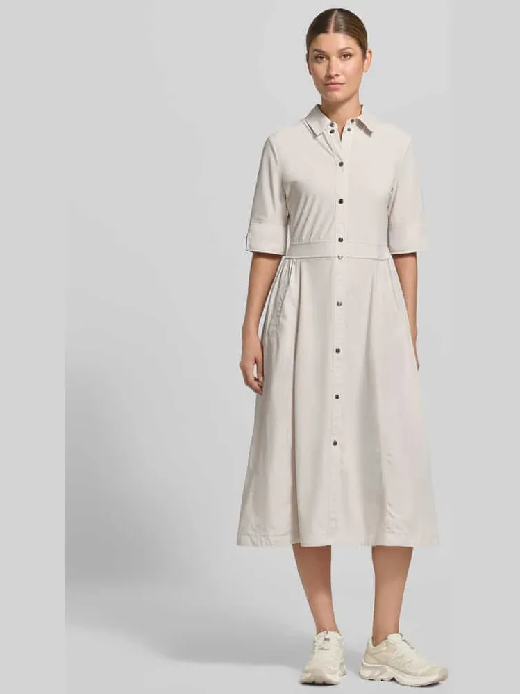 Marc Cain midi-jurk met platte kraag Zand