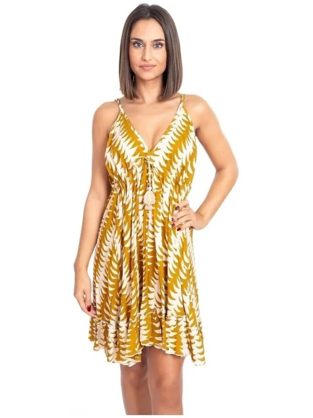 Isla Bonita By Sigris Korte Jurk Isla Bonita By Sigris Korte Jurk Geel