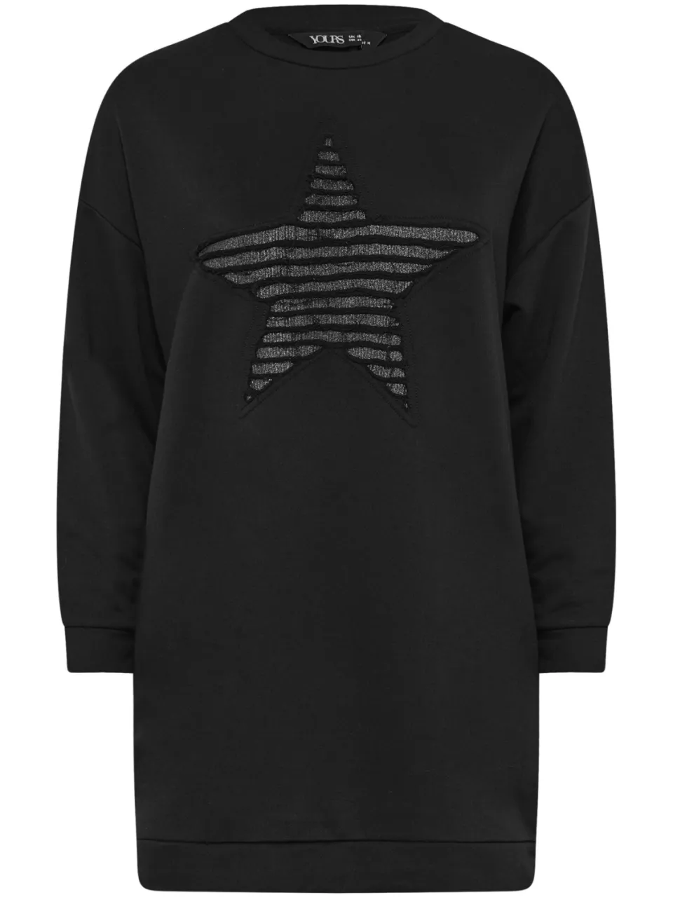 Yours Zwarte Metallic Sterren Sweatshirtjurk-56, foto 3