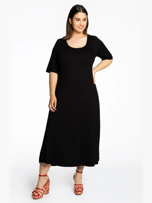 Yoek Long dress VI/EA | Zwart