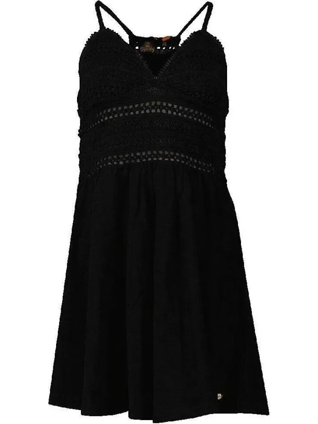 Superdry Korte Jurk Superdry Robe courte manches longues en dentelle Zwart
