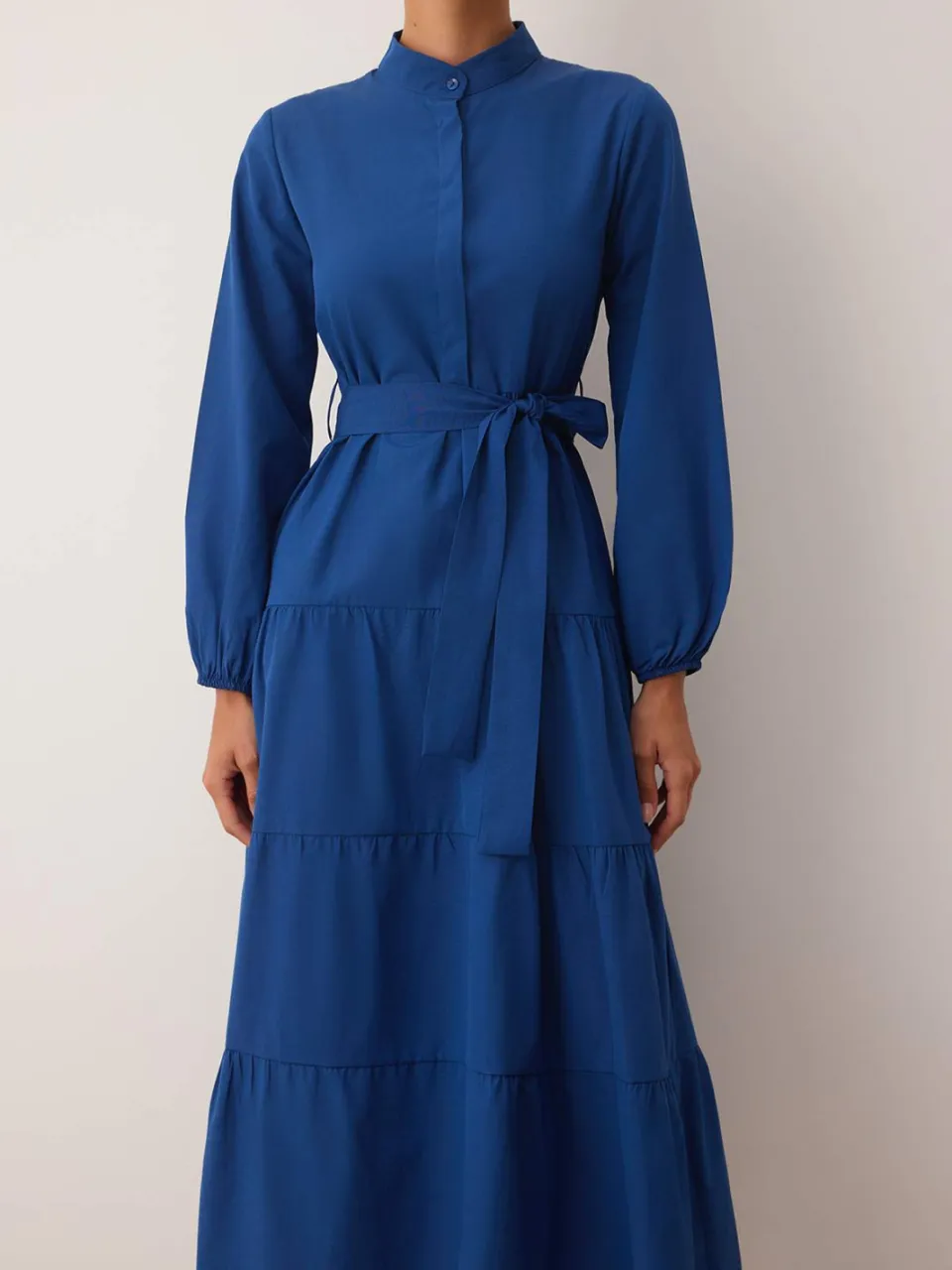 Trendyol Modest Dames Donkerblauw Effen Maxi Lang Casual A-lijn Modest Jurken kobaltblauw, foto 2
