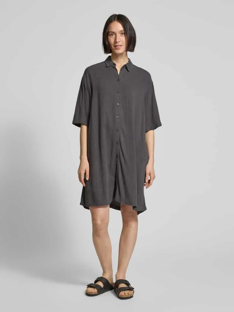Jake*s Casual Mini-overhemdjurk van een mix van viscose en linnen Donkergrijs