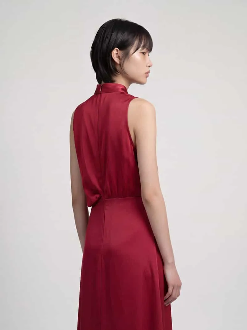 Hugo Maxi-jurk met drapering model 'Kedina-1' donkerrood, foto 2