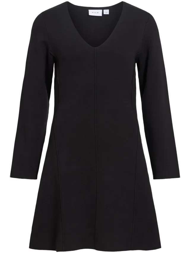 Vila Gebreide jurk VISWAY kort Black Beauty1