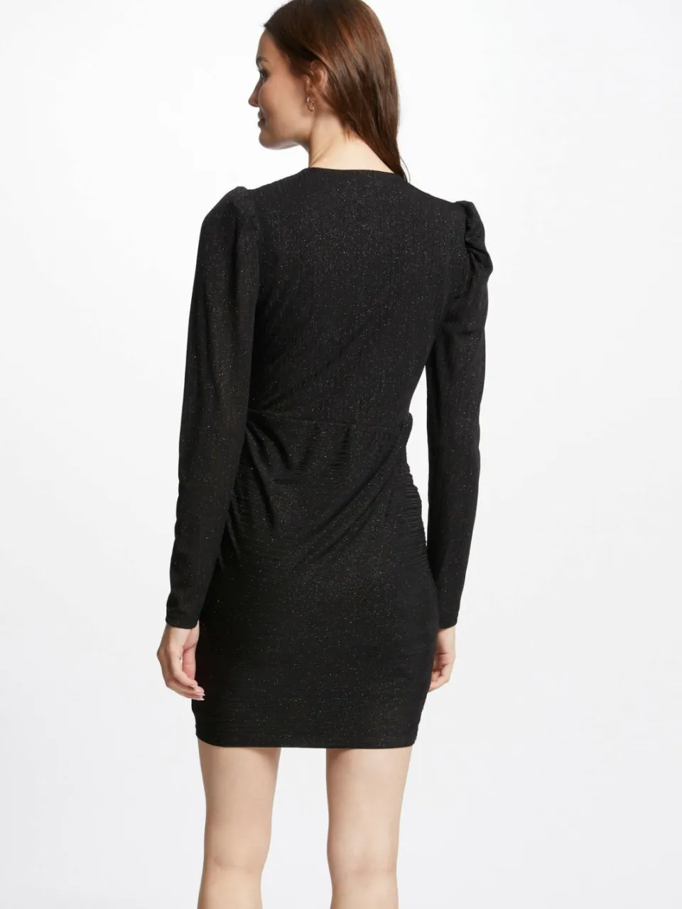 Morgan jurk met all over print en plooien zwart, foto 3