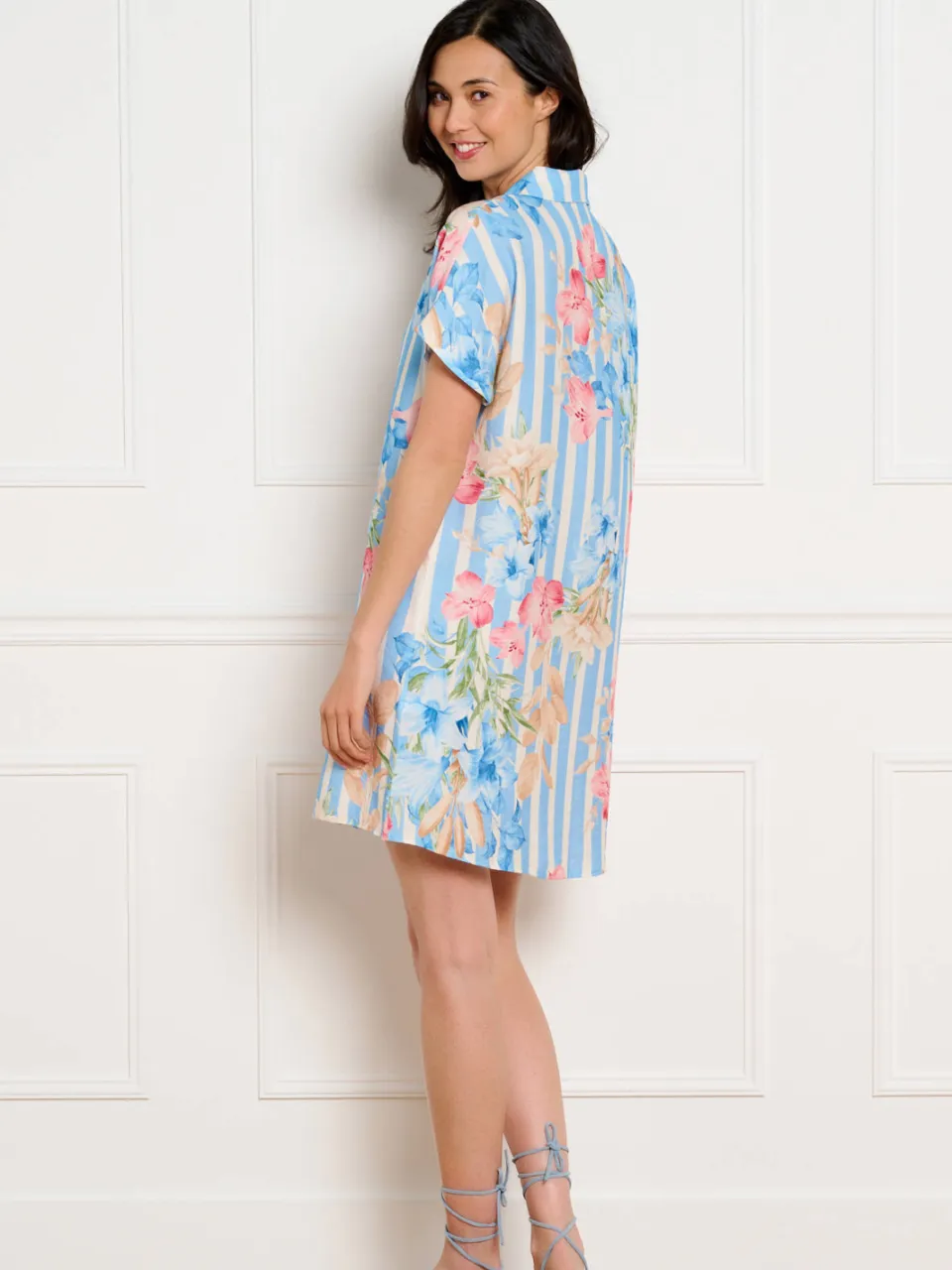 LOLALIZA gebloemde blousejurk - blauw, foto 3