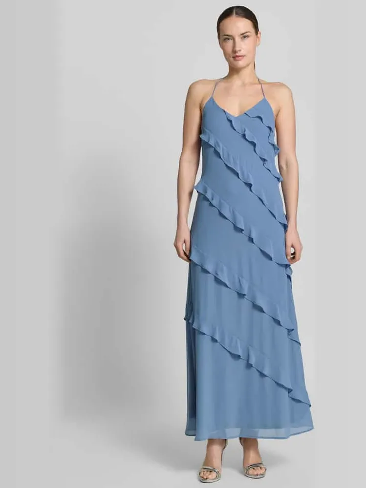 Vero Moda Vloeiende maxi-jurk met chiffon-ruches model 'MARJORIE' Lichtroze
