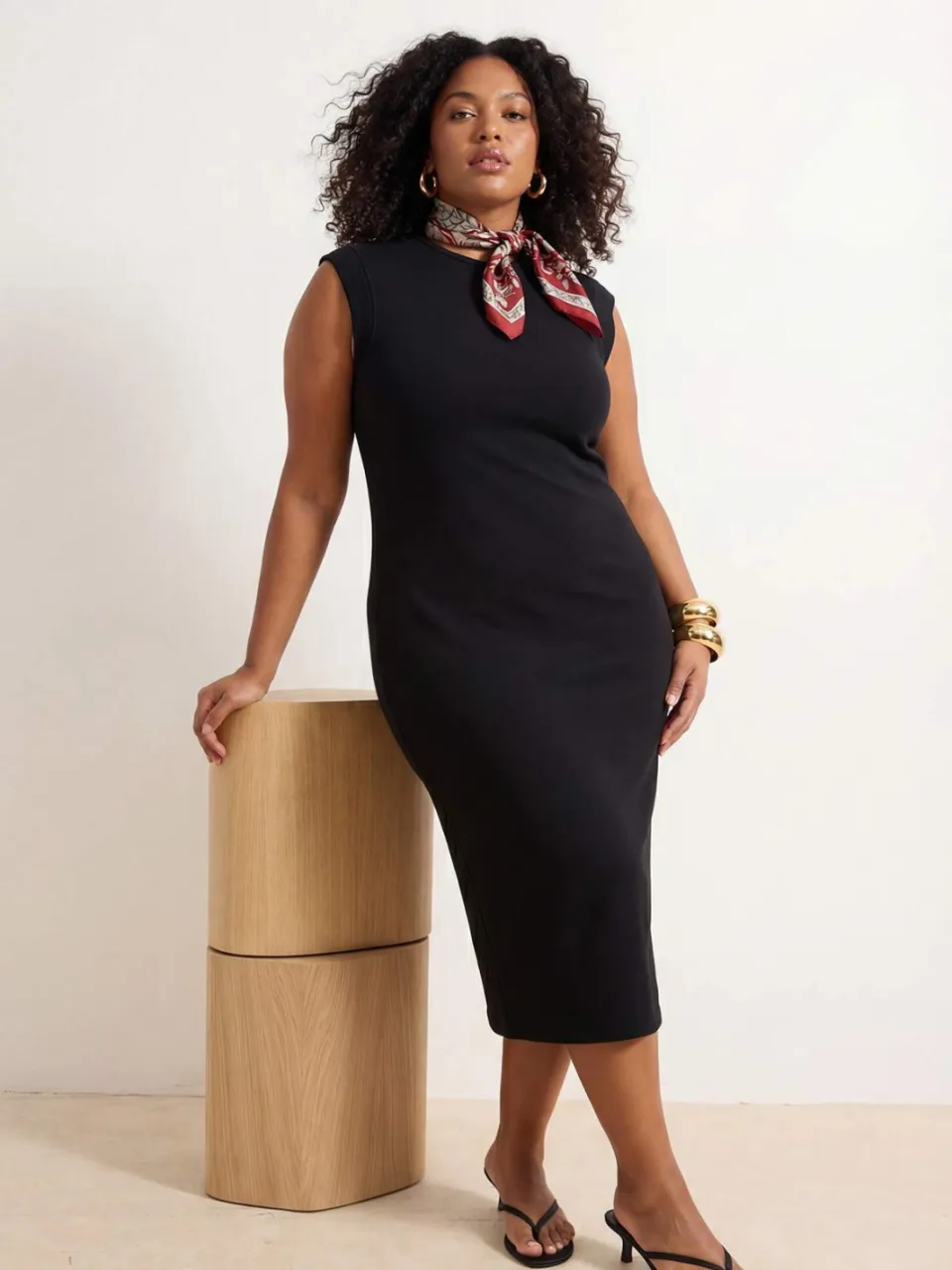 Trendyol Curve Dames Zwart Effen Kort / Mini Kort Casual A-lijn Grote maten Jurk, foto 2