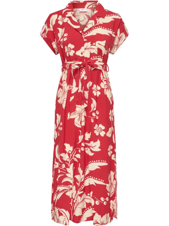 JDY JDYTROYA LIFE S/L MIDI DRESS WVN DIA - Dames - Mini jurken Salsa AOP:34-01-26 CREME FLOWERS