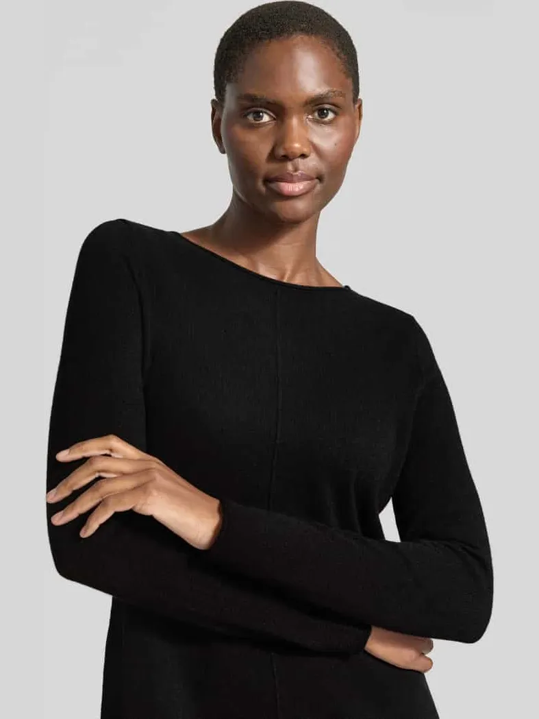 Christian Berg Woman Slim fit jurk van puur kasjmier in tricotlook zwart, foto 4