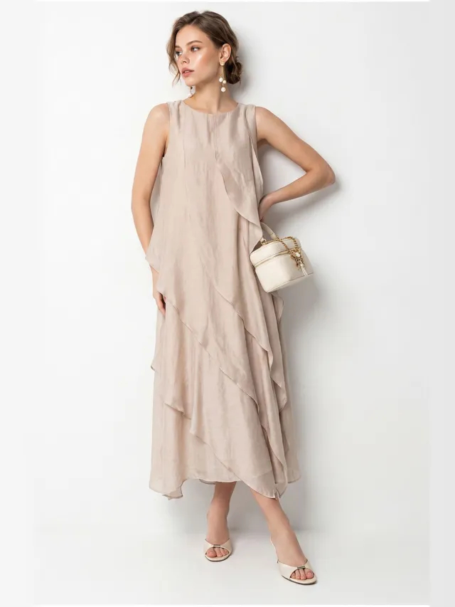 Bianco Lucci Midi-jurk Beige