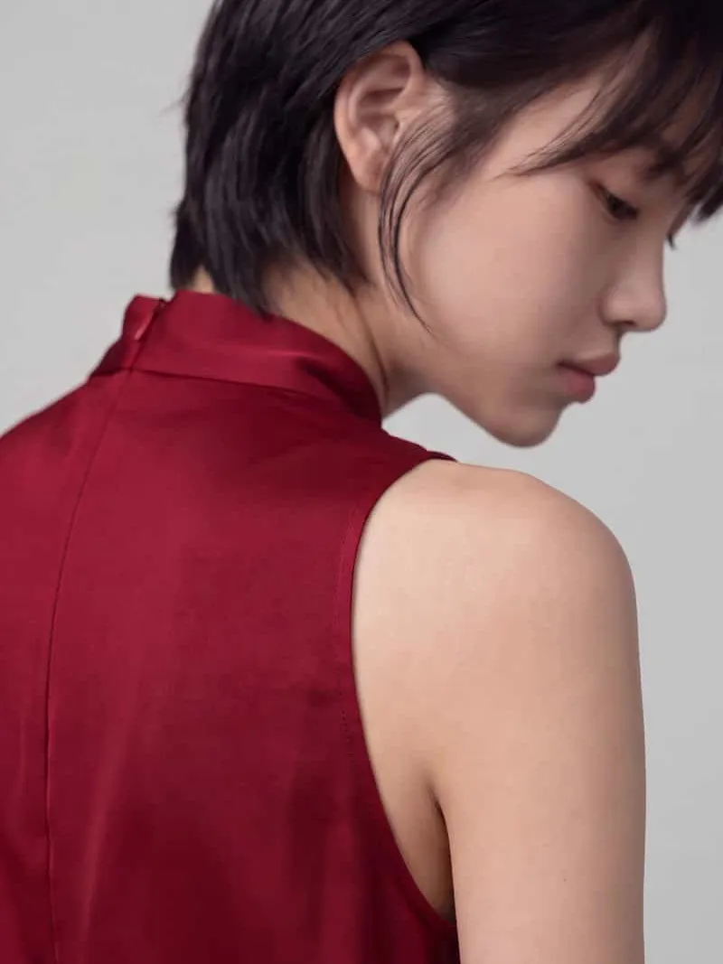 Hugo Maxi-jurk met drapering model 'Kedina-1' donkerrood, foto 4