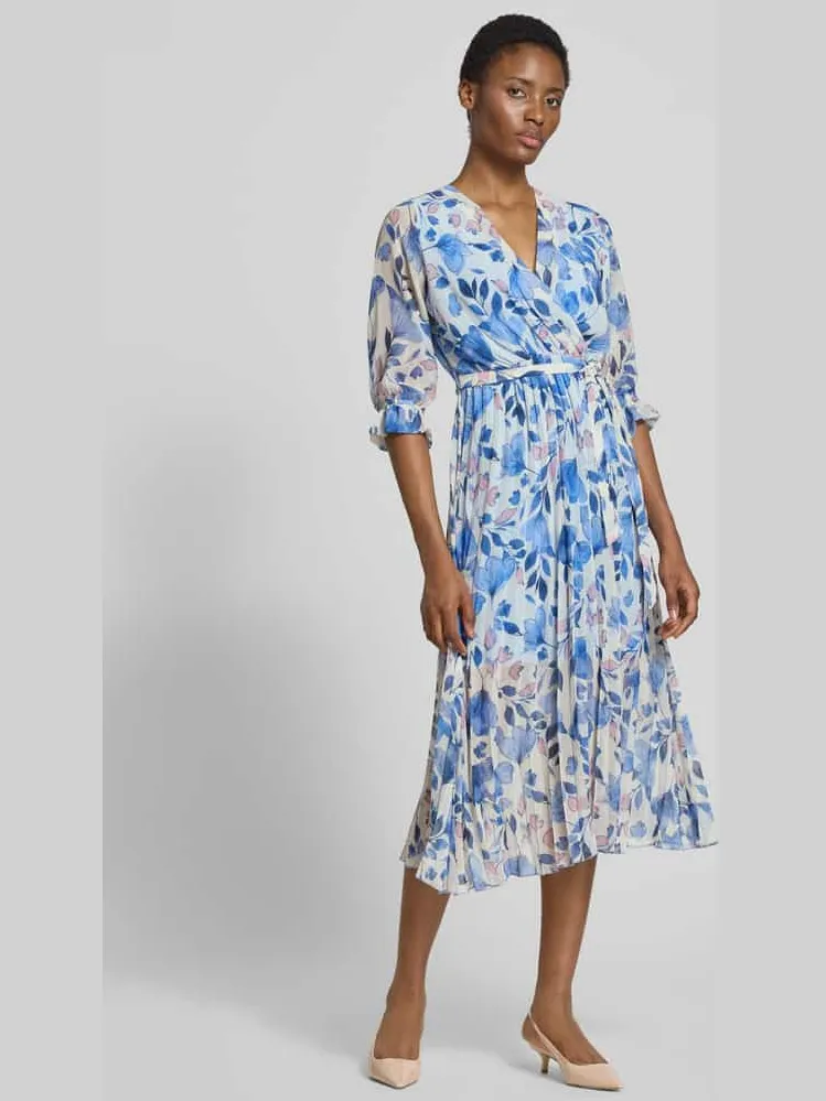 ZABAIONE Midi-jurk in all-over look met Strikceintuur oceaanblauw, foto 3