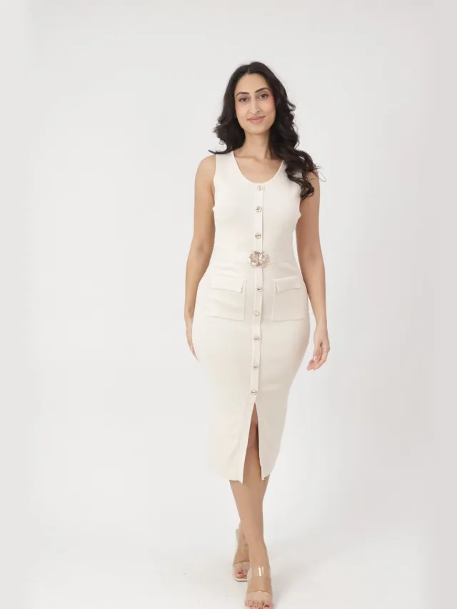 Elara Midikleid Beige