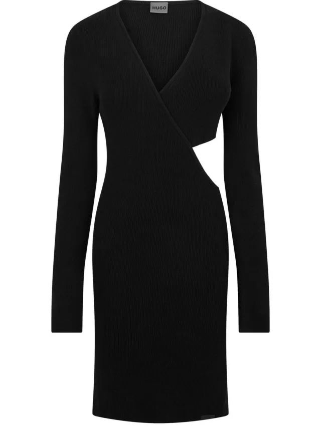 Hugo Dames/Dames Skelletty Mini-jurk met lange mouwen (Zwart)