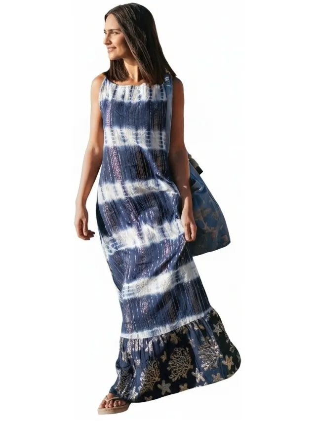 Isla Bonita By Sigris Lange Jurk Isla Bonita By Sigris Lange Midi-Jurk Blauw