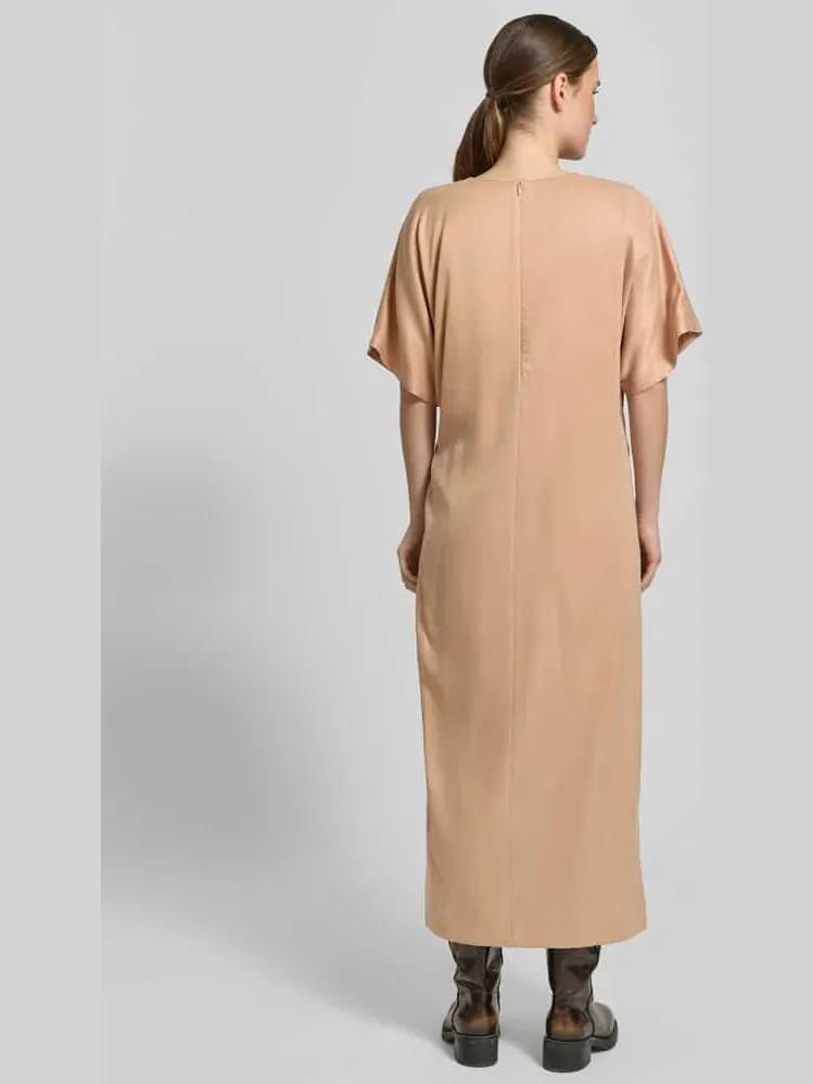 drykorn midi-jurk met knoopdetail model 'INDAH' zalm, foto 3