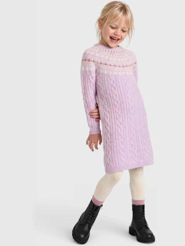S.Oliver female - Gebreide jurk met vlechtpatroon roze