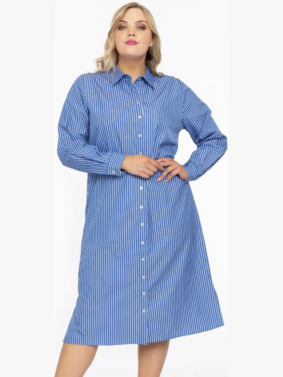 Yoek Blouse-jurk lang SMALL STRIPE | Blauw, foto 2
