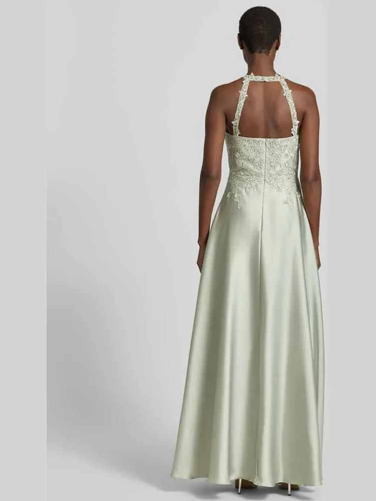 LUXUAR FASHION Avondjurk met bloemrijke stitching groen, foto 3