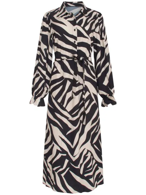 Smashed Lemon 23743-010-999 zebra print v-hals jurk voor dames Wit