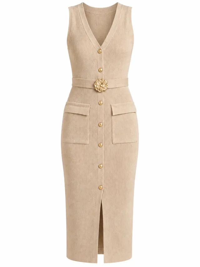 Elara MaxiKleid Taupe