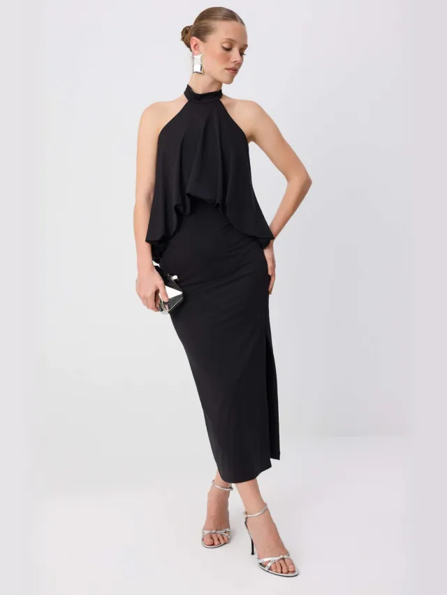 Trendyol TRENDYOLMİLLA Dames Zwart Effen Maxi Mouwloos Bodycon Jurken