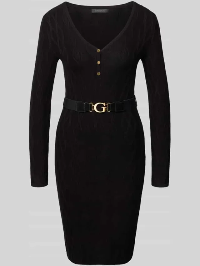 Guess Gebreide jurk met riem model 'YUKI' zwart, foto 2