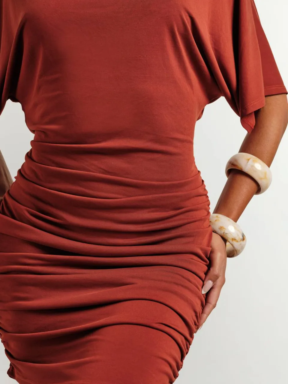 boohoo Dames Modal Superzachte Geplooide Mini-jurk Met Relaxte Pasvorm mokka, foto 4