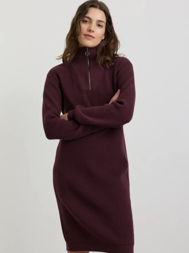 recolution dames vegan Gebreide Jurk Stellera Donkerpaars
