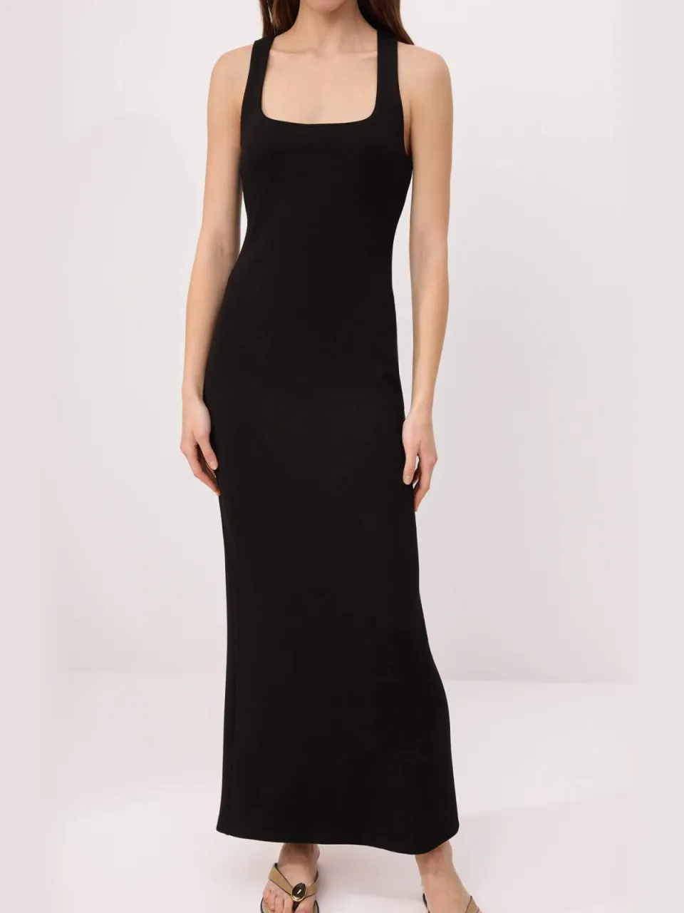 Trendyol TRENDYOLMİLLA Dames Zwart Effen Maxi Mouwloos Bodycon Jurken, foto 2