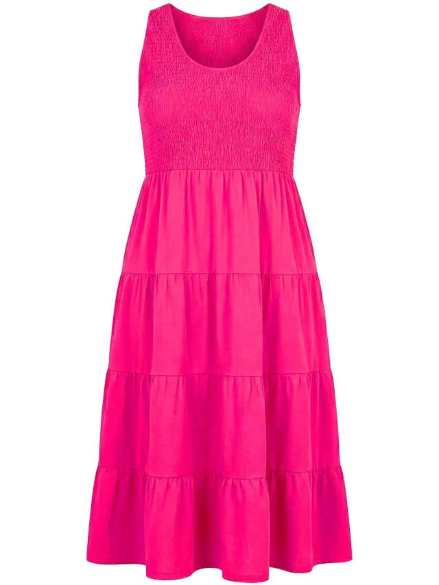 Studio Untold Dames - Jersey maxi-jurk A-lijn - Neon roze - Maat 54+