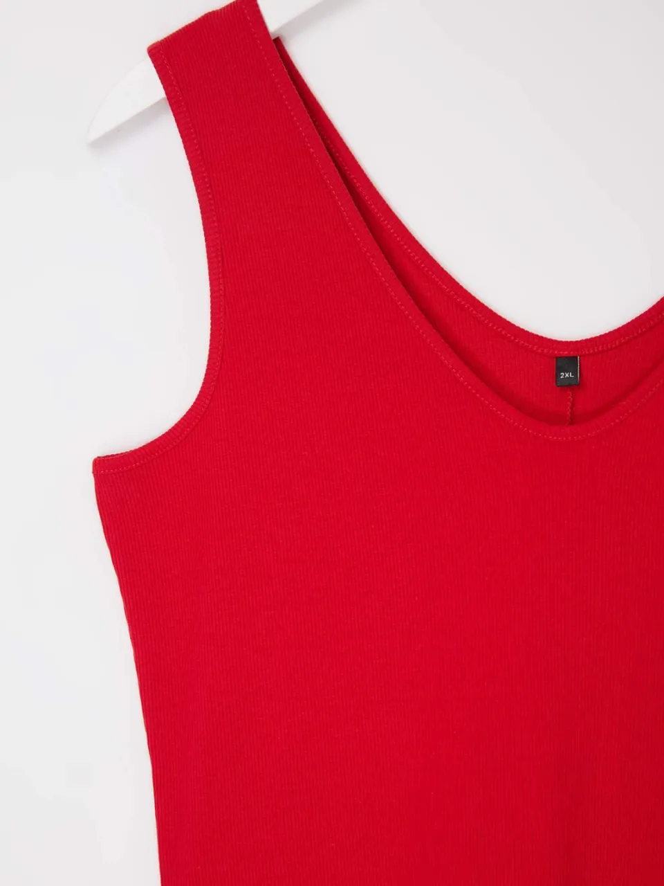 Trendyol Curve Dames Rood Effen Midi Mouwloos Casual A-lijn Grote maten Jurk, foto 2