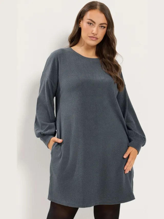 Yours Antracietgrijze Jurk Met Ballonmouwen Grey