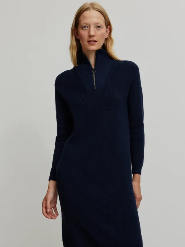 recolution dames vegan Gebreide Jurk Stellera Donker Marineblauw Extra donkerblauw