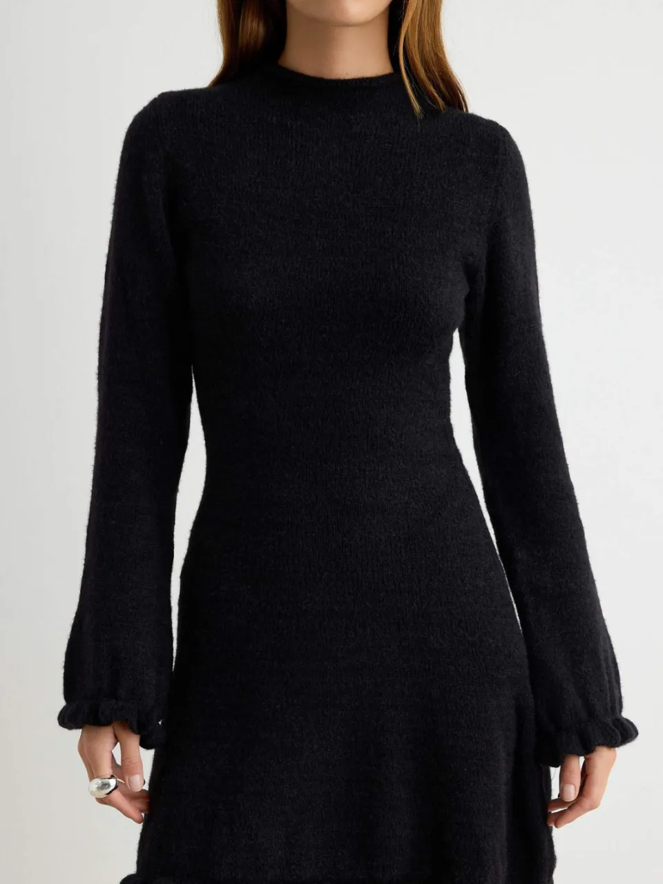 Trendyol TRENDYOLMİLLA Dames Zwart Effen Extra Kort / Super Mini Lang Casual Skater Jurken, foto 2