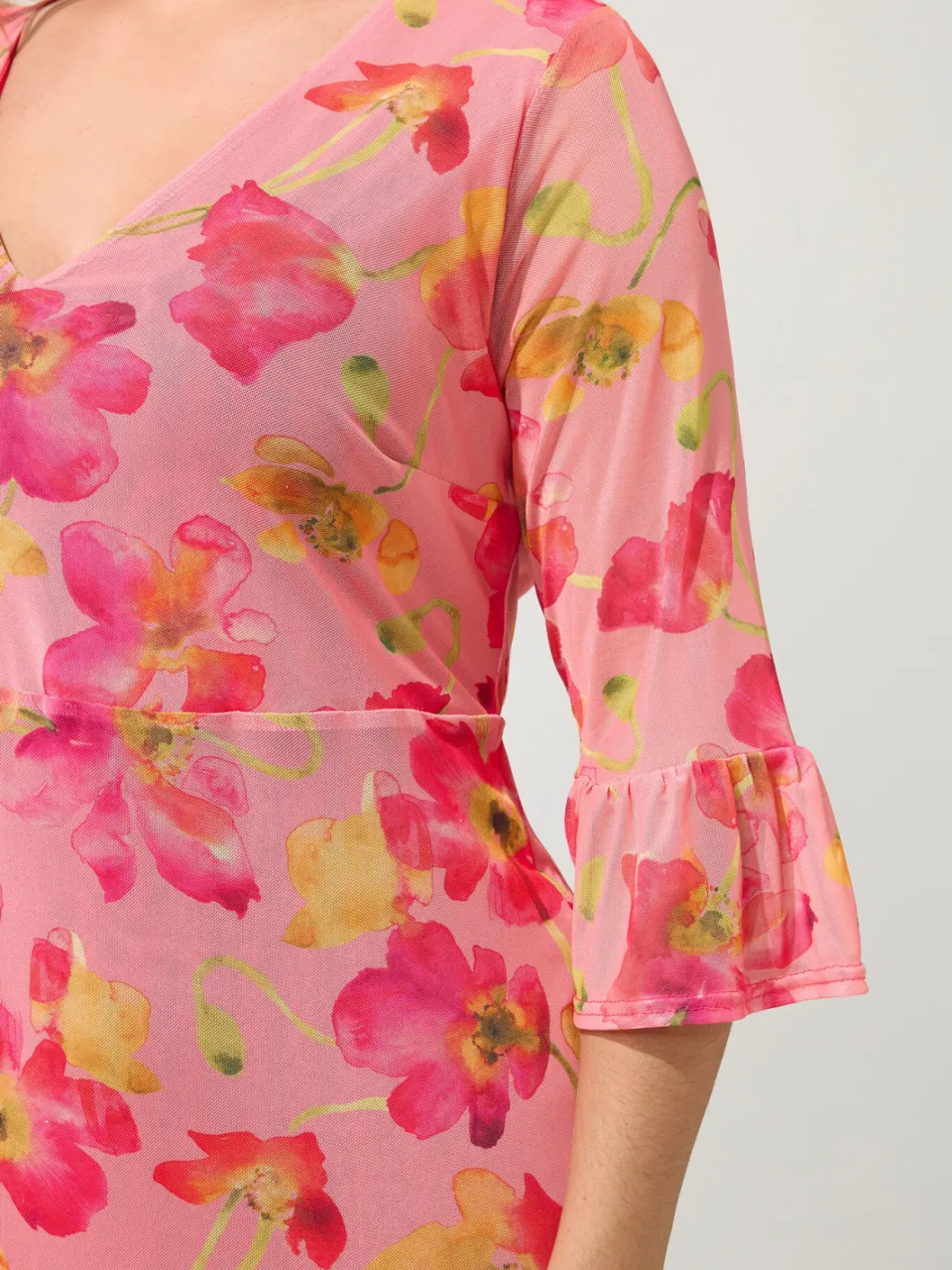 Yours London Roze Bloemen Mesh Gelaagde Jurk, foto 4