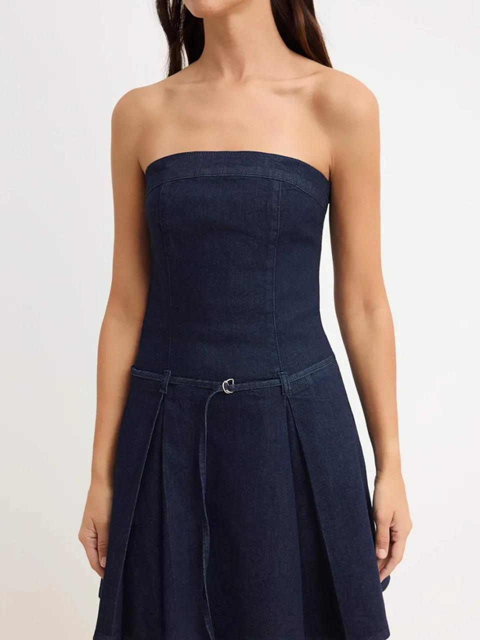 Trendyol TRENDYOLMİLLA Dames Donkerblauw Effen Kort / Mini Mouwloos A-lijn Jurken, foto 2