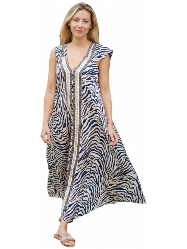 Isla Bonita By Sigris Lange Jurk Isla Bonita By Sigris Lange Midi-Jurk Beige
