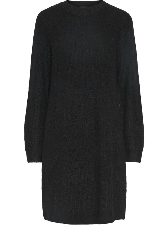 Pieces PCELLEN LS O-NECK KNIT DRESS NOOS BC Dames Jurk zwart