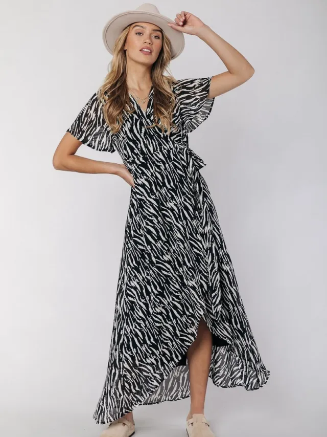 Colourful Rebel Felin Zebra Maxi Jurk Black/White