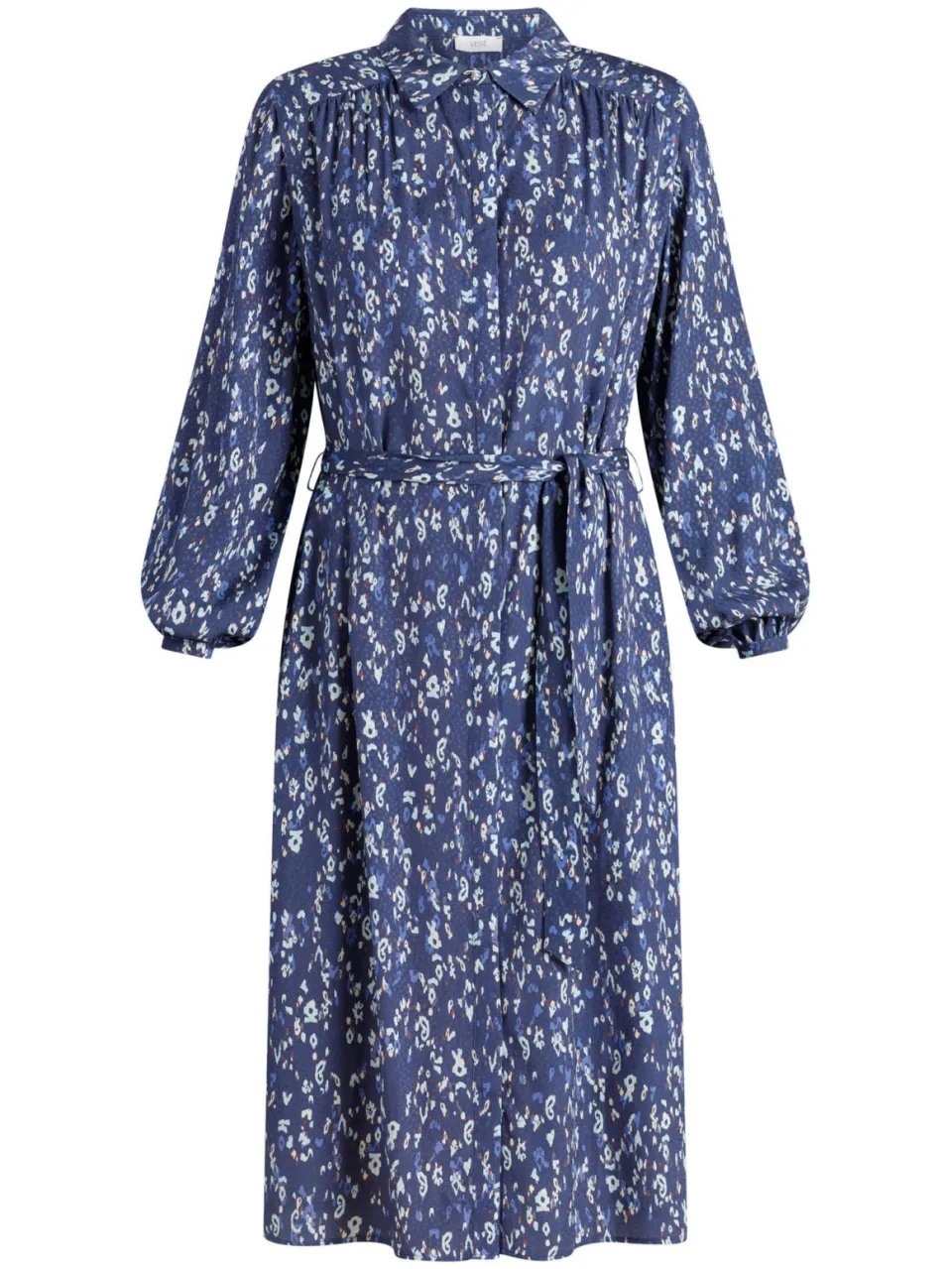 Yest coljurk met ceintuur en print - donkerblauw, foto 2