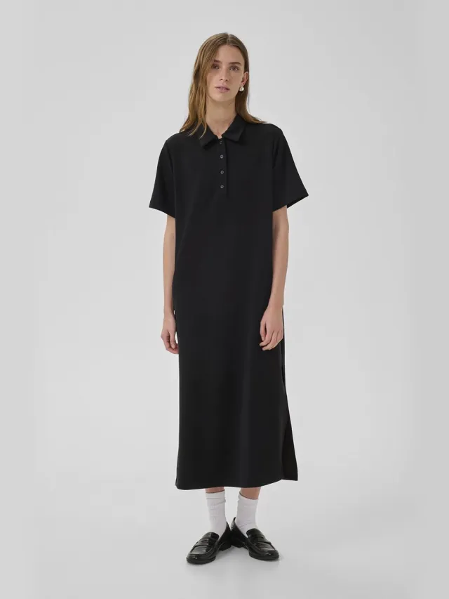 My Essential Wardrobe Mwhelle Polo Long Dress Dames - Jurk - Zwart
