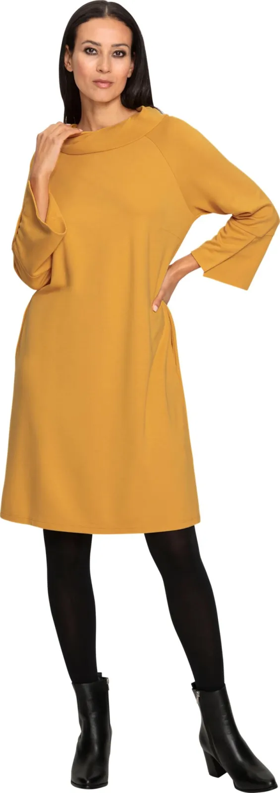 Jersey jurk oker